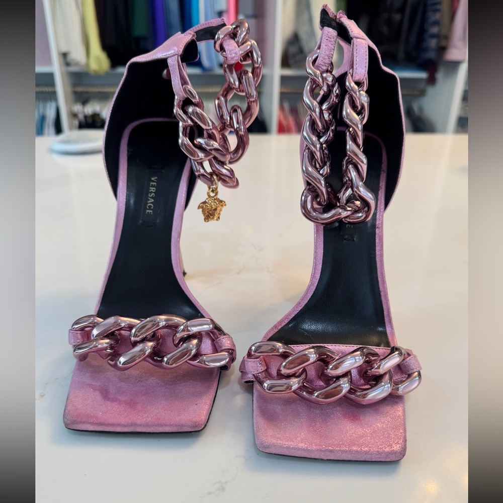 ✨ Versace Pink Chain-Detail Heels | Statement Sandals ✨